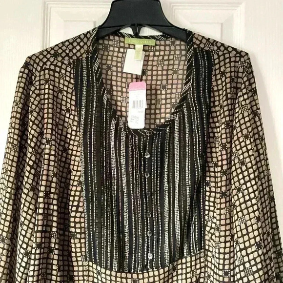 NWT Sigrid Olsen Sheer Top Brown size 16W - Picture 2 of 8